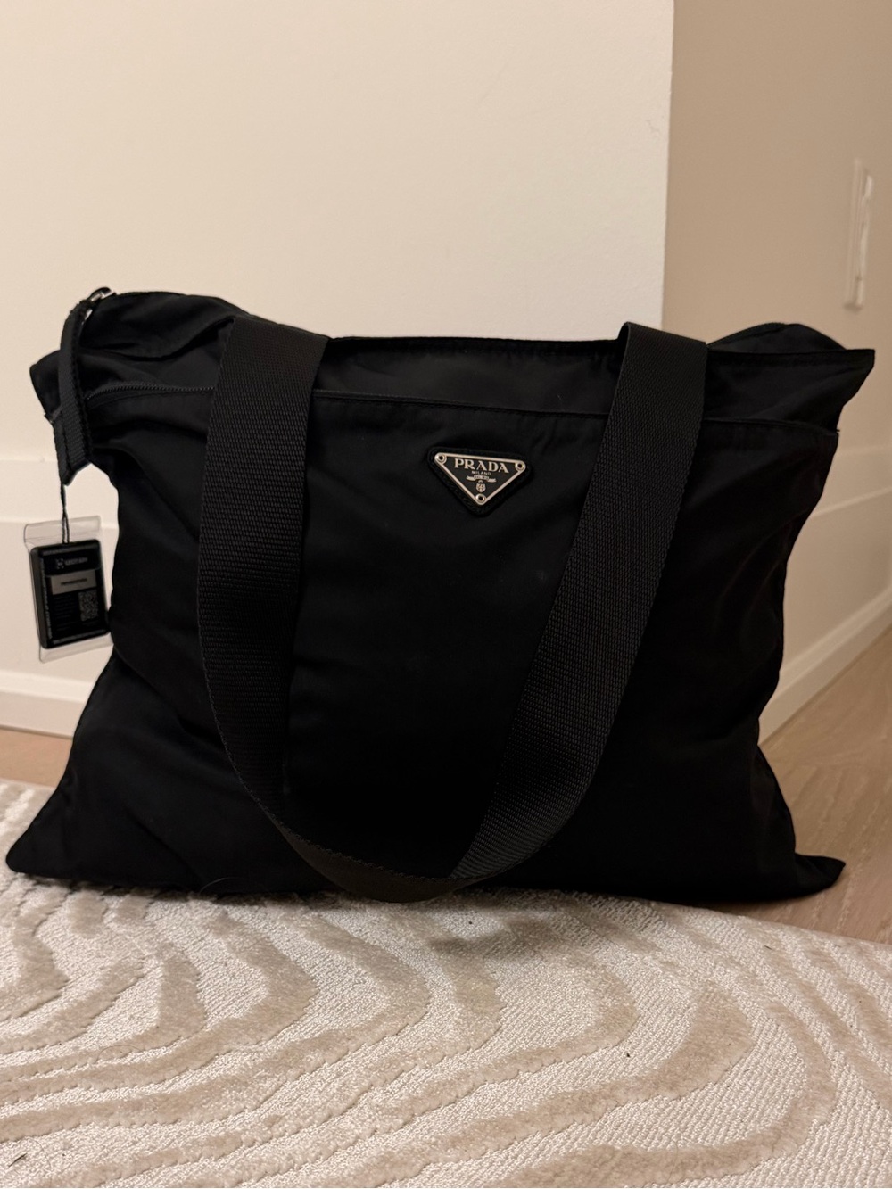 Prada Black Nylon Tote with Triangle Logo
